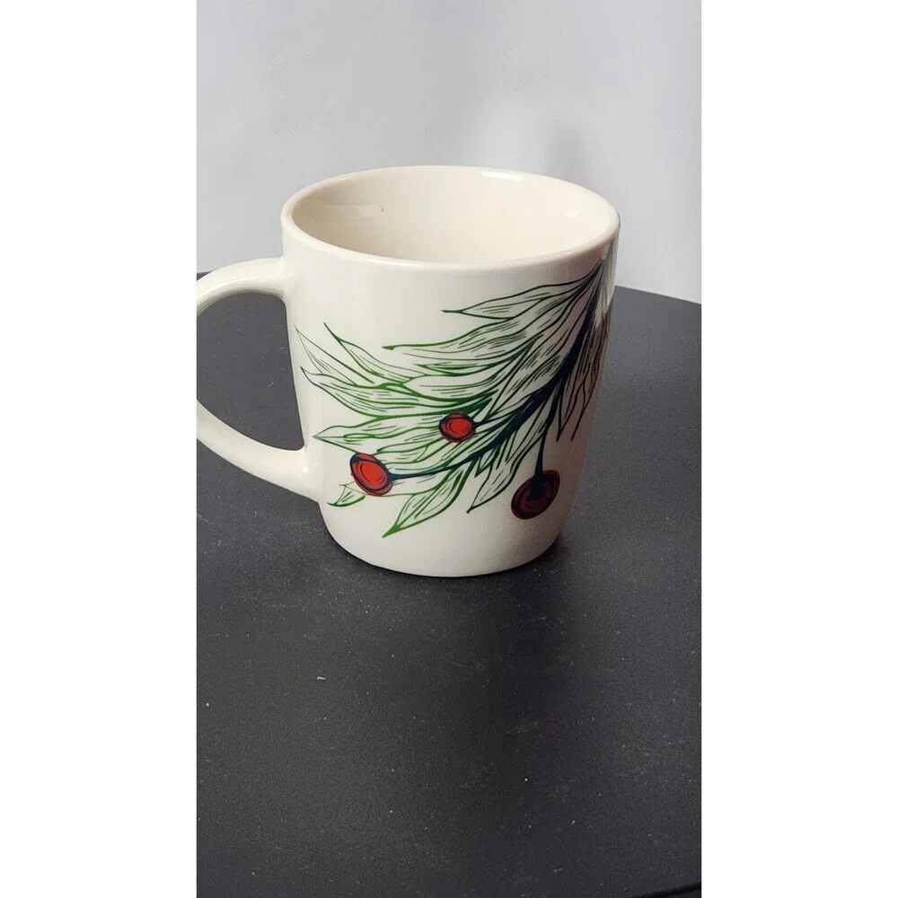 Starbucks 2020 Christmas Holiday Coffee Mug Cup 12 oz. White Red Holly Berries